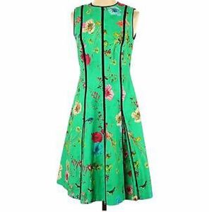 Carlisle Collection Green Floral Fit and Flare Dress Size 4
